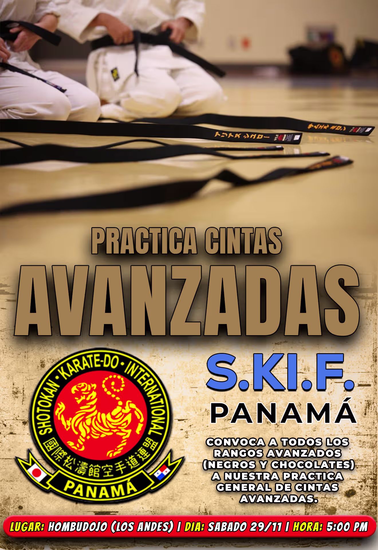 Convocatoria Oficial: Práctica General de Cintas Avanzadas - SKIF Panamá