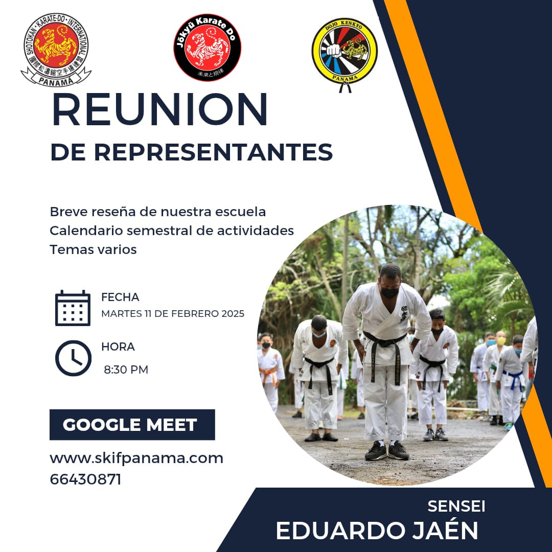 Convocatoria a reunión virtual para padres de estudiantes de karate shotokan
